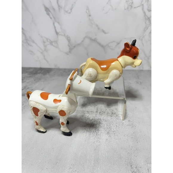 Vintage Fisher Price Little People Lot of 2 Farm Posable Cows Replacements - Picture 4 of 10